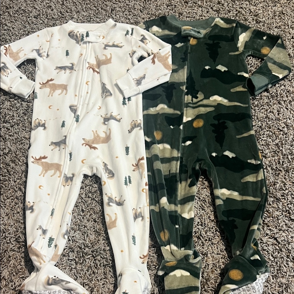 Carter’s Neutral Forest & Green Camo One-Piece Footed Pajamas